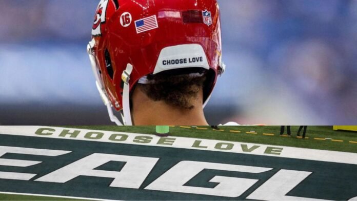 why do nfl helmets say choose love